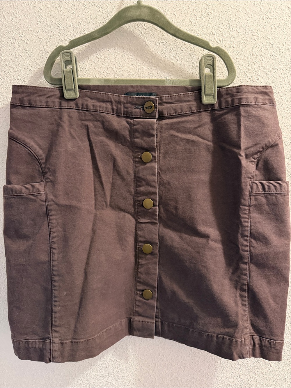 Toad&Co Brown Button-Front Mini Skirt, Size 8